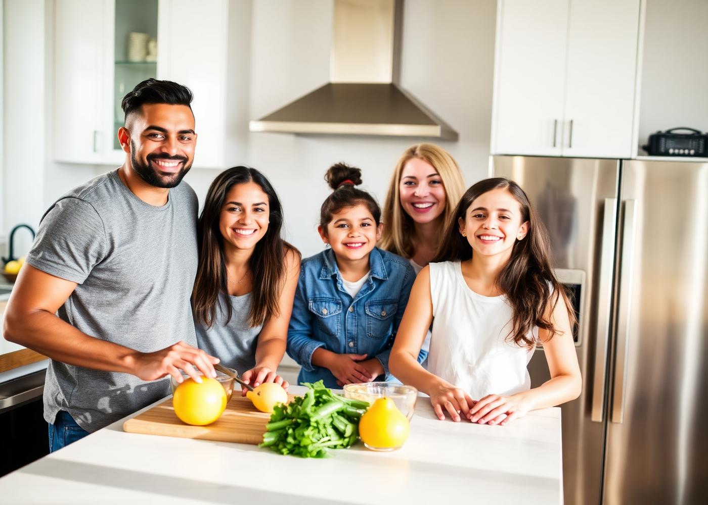 A family enjoying their kitchen